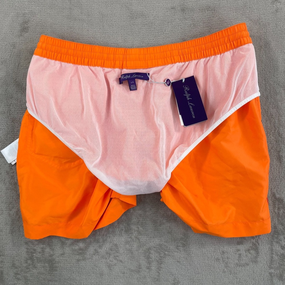Polo Ralph Lauren Purple Label‎ Amalfi Swim Trunks Men Large Orange Pop NWT $295 - Picture 7 of 11